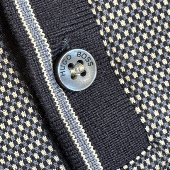Boss Hugo Boss Navy White Dobby Polo Shirt Mens XXL VGUC Cotton - Picture 4 of 9